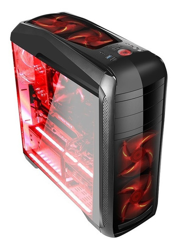 Gabinete Gamer  Bg024 Bluecase + 5 Coolers Led