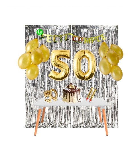 Kit Cumpleaños En Casa - Decoración Cumple Virtual - 50 Años