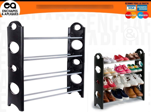 Imagen 4 de 4 de Organizador De Zapatos 4 Niveles Plástica/tubo Aluminio