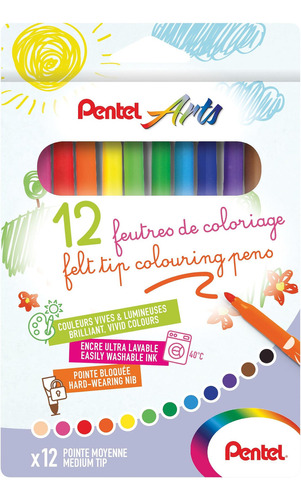 Pentel Scs2e-12 rotuladores Colorear Con Punta Fieltro Tinta