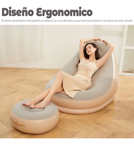 Sofá Tumbona Inflable Puff Inflable Reposa Pies + Inflador
