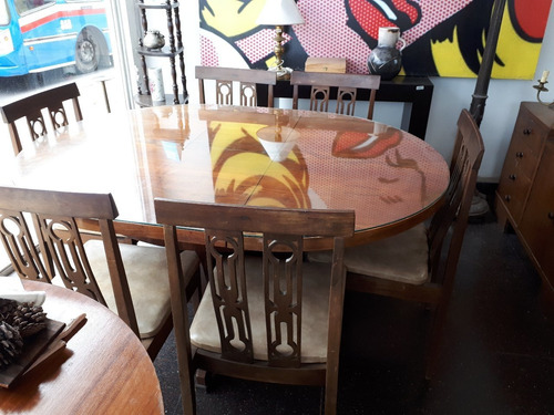 Mesa De Madera Extensible Con Seis Sillas Impecable