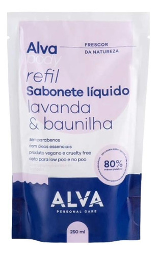 Sabonete Líquido Vegano Lavanda E Baunilha Refil Alva 250ml