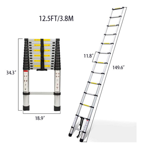 Netuera Escalera De Extensión Telescópica De Aluminio, Escal