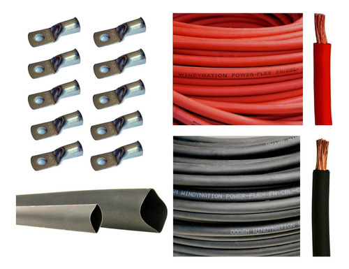 Calibre 8 Awg 10 Pies Rojo + Bateria De Soldadura Negra De 1