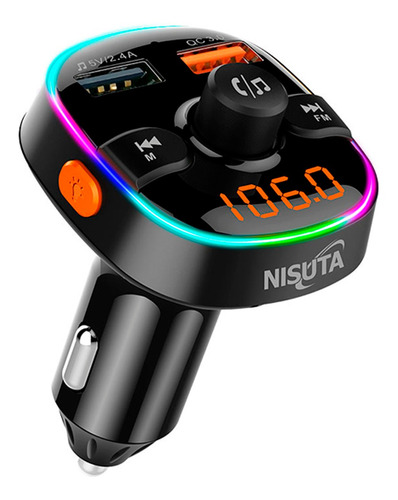 Transmisor Fm Nisuta Nsfm52 Mp3 Bluetooth Carga Qc3.0 Fact A