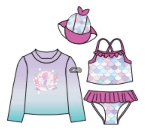 Lilian&gema Girls' 3-piece Assorted Rashguard Sets