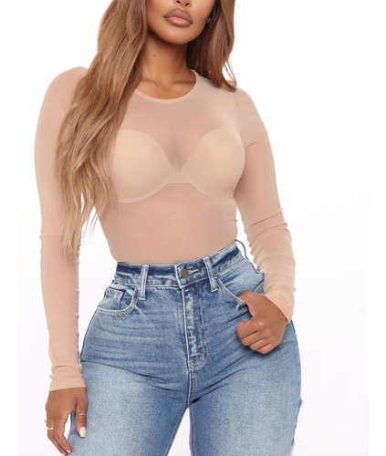 Blusa Manga Larga Transparente 