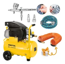 Comprar Kit Aerógrafo De Gravedad Compresora 25l Manguera Conectores