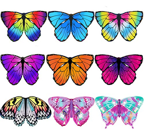 Conjunto De Alas De Mariposa Para Niñas Y Niños, Disfraces De Hadas, Paquete De 9, Ideales Para Fiestas Y Halloween