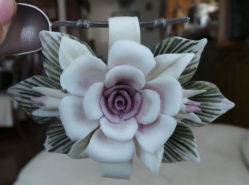 Adorno Floral Ceramica Hecho/pintado A Mano