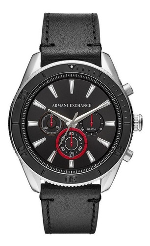 Reloj Armani Exchange Caballero Ax1817 Piel Negro/plat Crono Color de la correa Negro Color del bisel Negro Color del fondo Negro