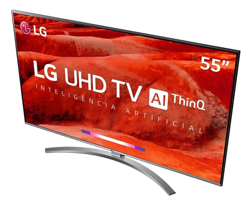 Smart TV de 55" LG AI ThinQ 55UM7650 com tela LED 4K - preto