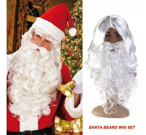 Imagen 1 de 5 de Set Barba Peluca Santa Claus Papa Noel Disfraz Navidad
