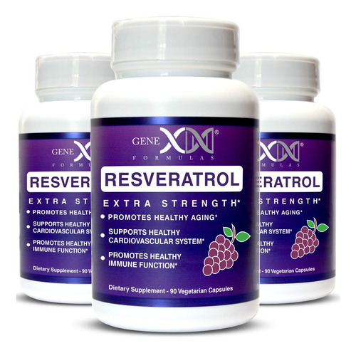 Genex Resveratrol - Paquete De 3 Unidades De 1500 Mg, Fuerza