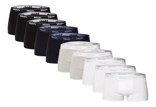 Kit Com 10 Cuecas  Masculina Boxer De Algodão Mash