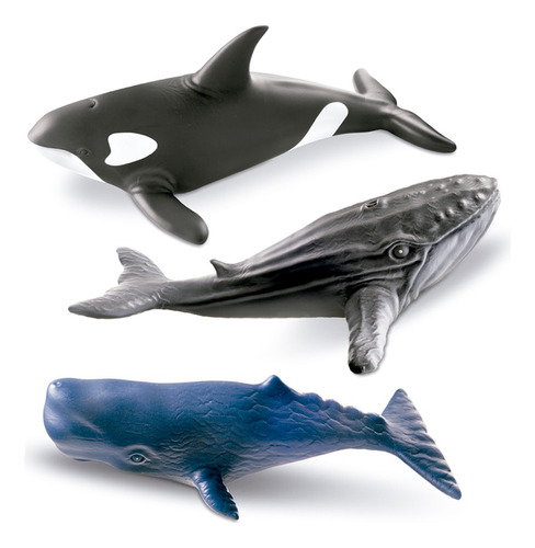 3 Baleias Orca Jubarte E Cachalote Brinquedo Em Vinil 26cm