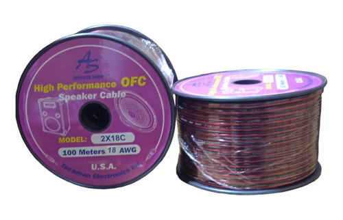 Cable Corneta Polariz 18awg, 100mts Transp Rojo/negro 2x18c