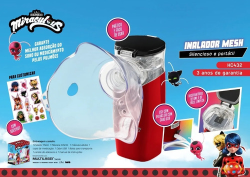 Inhalador multiláser portátil de malla Miraculous Hc432, color rojo