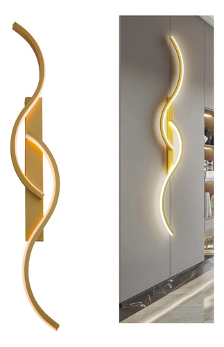 Arandela Luminária Parede Minimalista Ondas Luxo Grande Led Cor Dourado 110v/220v