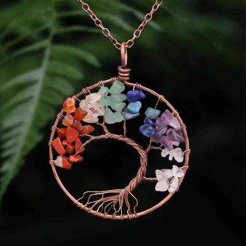 Collar Arbol De La Vida 7 Chakras Color Azul
