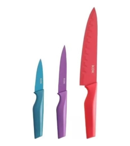  Cuchillo De Mesa 3 Piezas Kok Colores