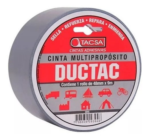 Cinta Multiproposito Ductac Tape 9m X 48mm Gris
