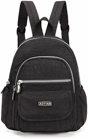 Mini Mochilas De Nailon Para Mujer Casual Y Ligera-negro