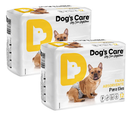 Kit Fralda Higiênica Pet P/ Cães Macho Dogs Care Tam P 24 Un