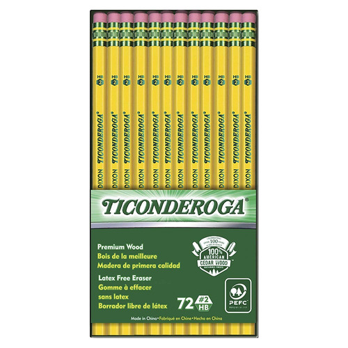 Lápices Ticonderoga Grafito, Con Carcasa De Madera # 2 Hb Bl