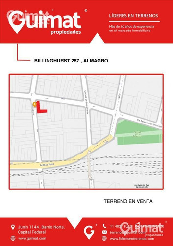 Imagen 3 de 13 de Billinghurst Esquina Peron - Almagro - Lideres En Terrenos - Guimat Propiedades