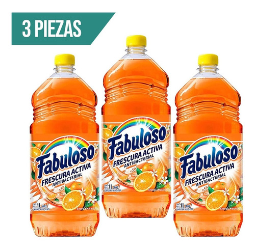 3 Pz Fabuloso Limpiador Frescura Activa Naranja Líquido 1 L