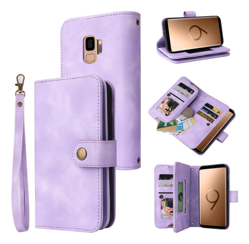 Funda Tipo Cartera Con Cierre Morado Para Samsung Galaxy S9