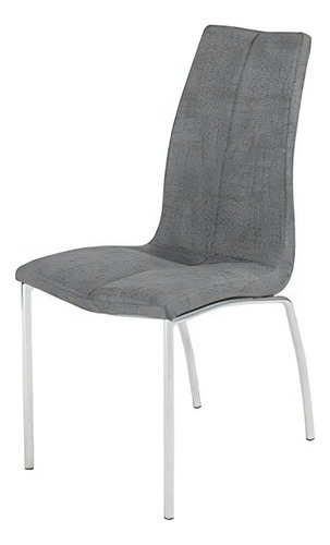 Silla Galia Pu Gris Textura - Gris Këssa Muebles Color De La Estructura De La Silla Cromo