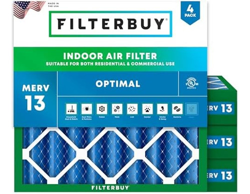 17x17x4 Air Filter Merv 13 Optimal Defense (4-pack), Pleated