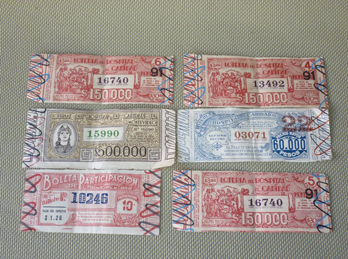 Billete De Lotería Hospital De La Caridad Montevideo X 6