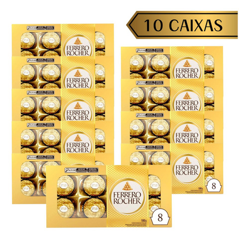 Ferrero Rocher bombom kit com 10 caixas 8 unid por caixa