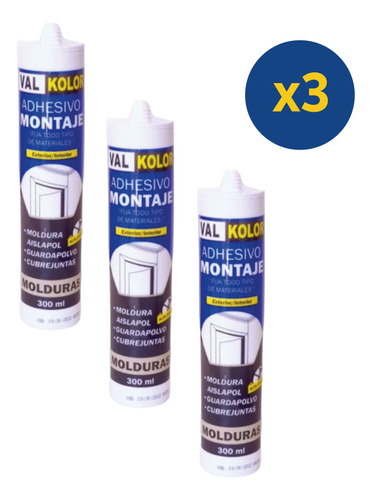 Adhesivo De Montaje 300 Ml Pack 3 Unidades