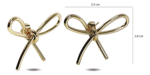 Aretes En Forma De Moño Para Mujer Oro Laminado 18k Moda Pendientes Coquette Finos Elegantes Ideal Para Regalo Dama