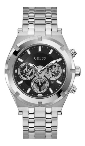 Reloj Para Hombre Guess Continental Color Plateado Gw0260g1