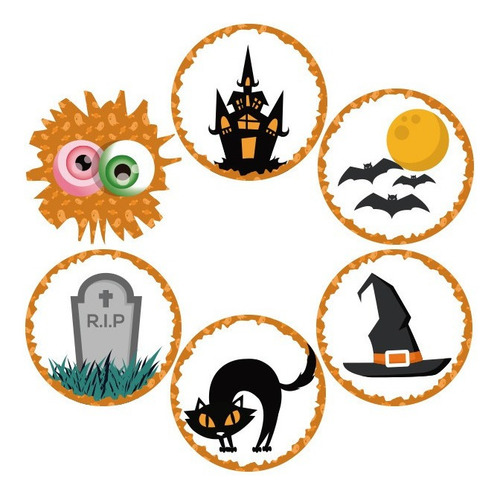 18 Obleas Comestibles 5 Cm De Diámetro Halloween