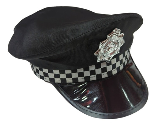 Sombrero Gorro Policia Negro Metropolitana Tela Disfraz 