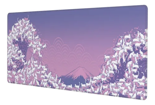 Gato Japones Gran Ola Purpura Rosa Xxl Xl Alfombrilla De ...