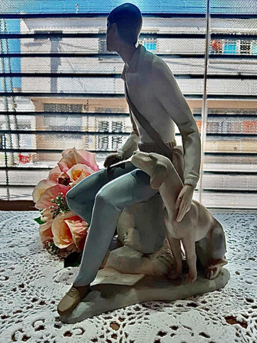 Campesino Con Su Perro Figura Porcelana Made In Spain 28 Cm