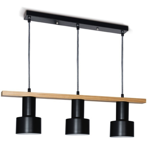 Colgante Industrial Nórdico Madera Tune De 3 Luces Apto Led