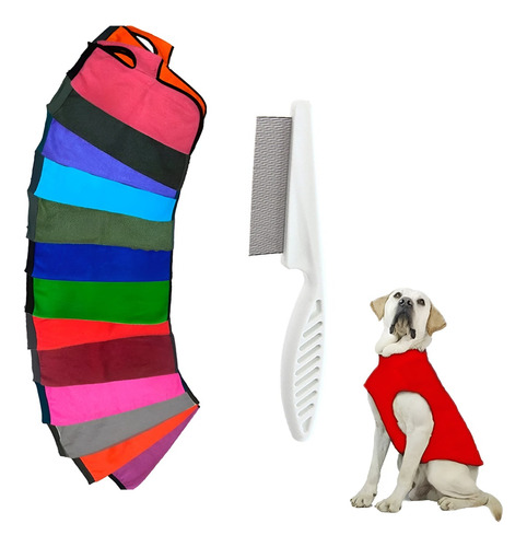 Poncho Liso Abrigo Mascota Talles Grandes + Peine Sacapulgas