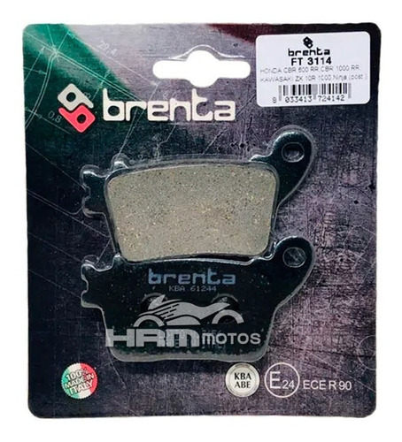 Pastilha Freio Brenta Italiana Traseira R1 2015-2016