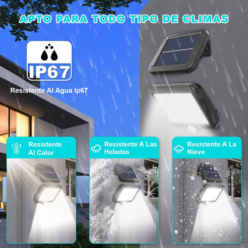 M 2pzs 240led Lampara Solar Exterior Pared Sensor