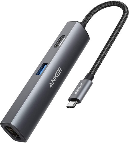 Hub Adaptador Anker 5x1 Usb C Hdmi Ethernet Macbook iPad Xps