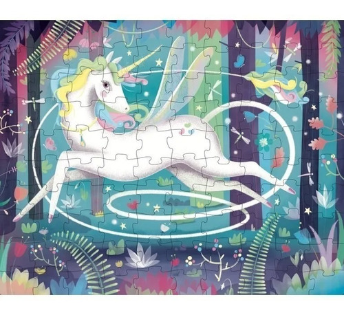 Imagen 2 de 5 de Puzzle 100 Pzas Rompecabezas Unicornio Con Libro Manolito Ed
